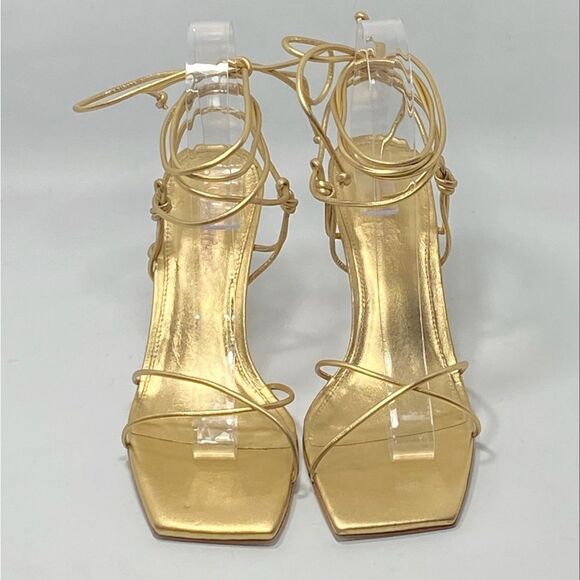 Cult Gaia Sanam Metallic Leather Lace-Up Sandals size 37.5 - Picture 5 of 13